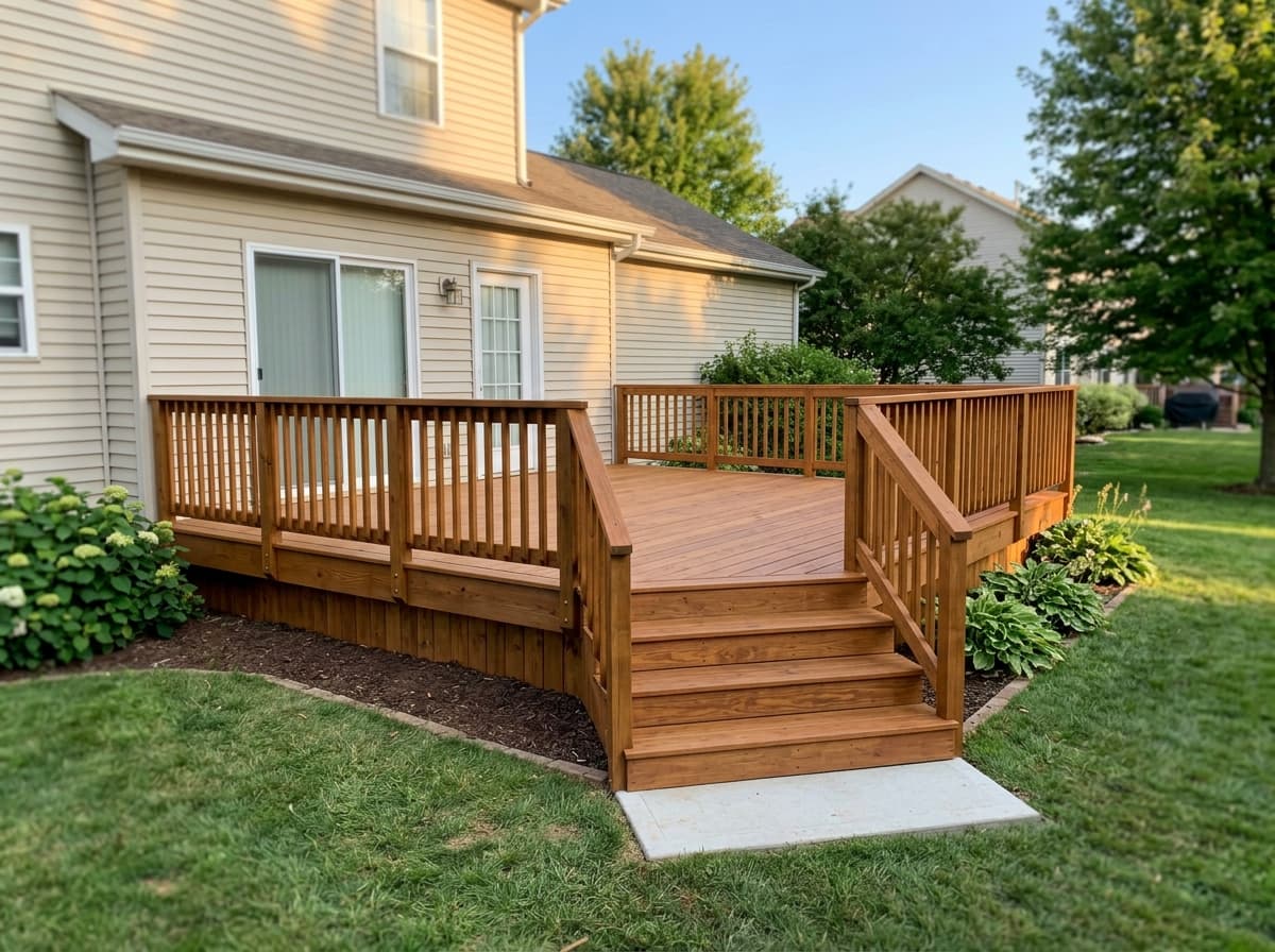 New wood deck construction