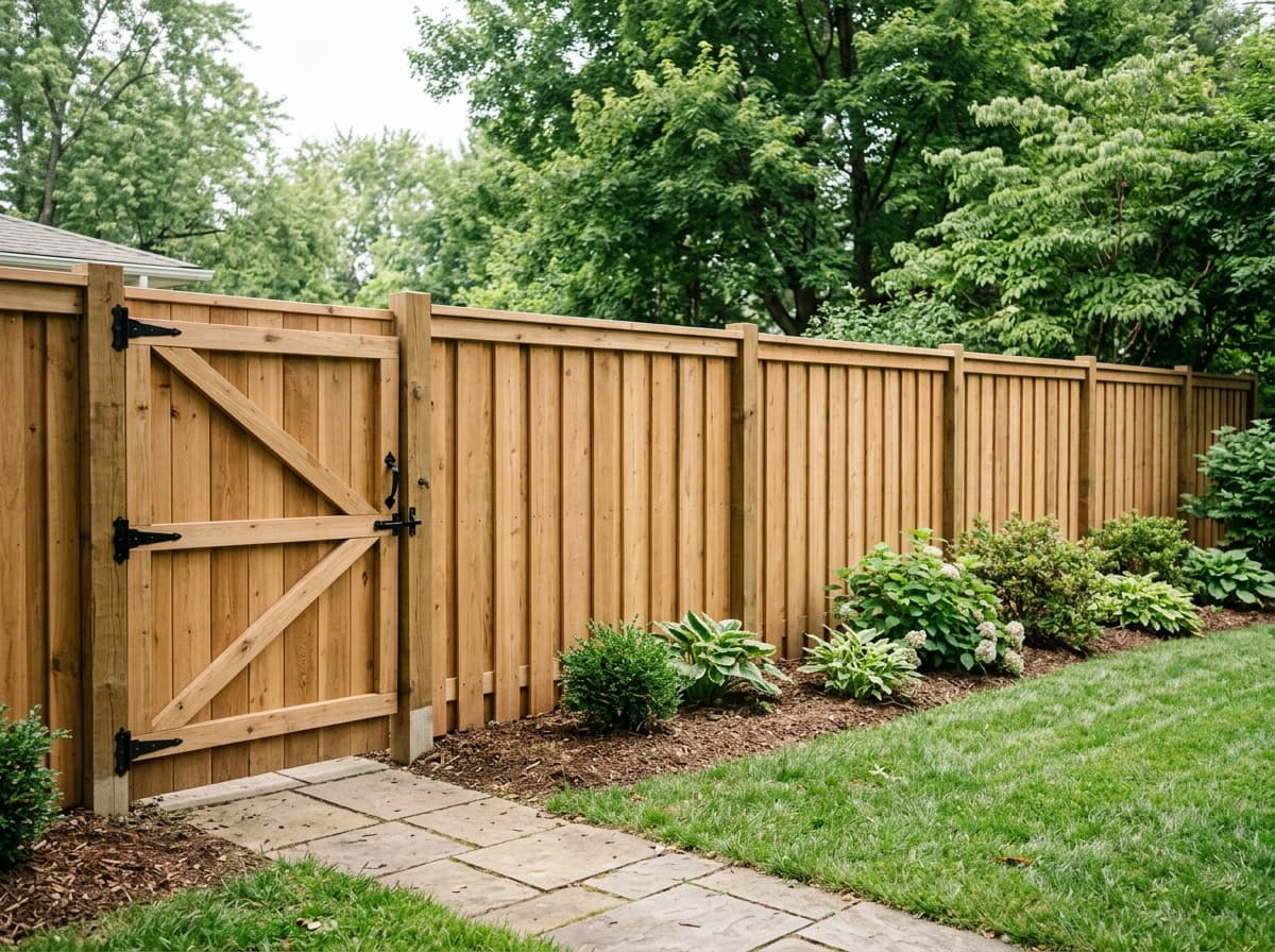 New wood privacy fence installation