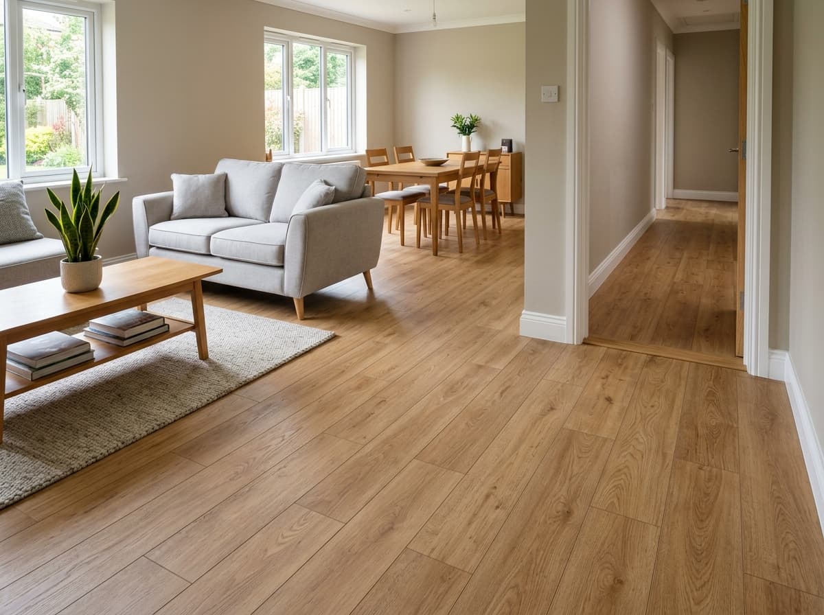 Luxury vinyl plank flooring installation in progress