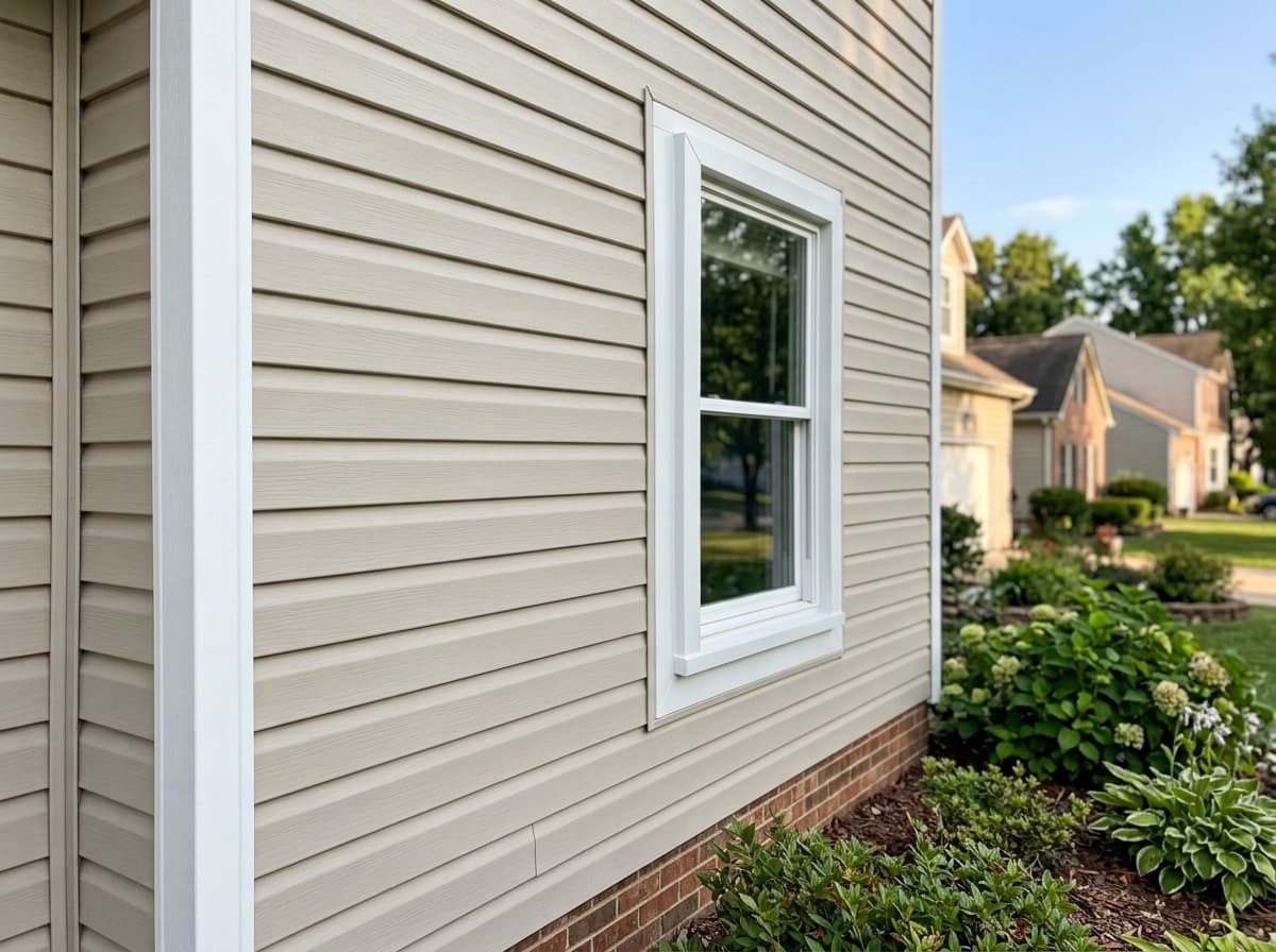 Vinyl siding and window trim repair on a home exterior